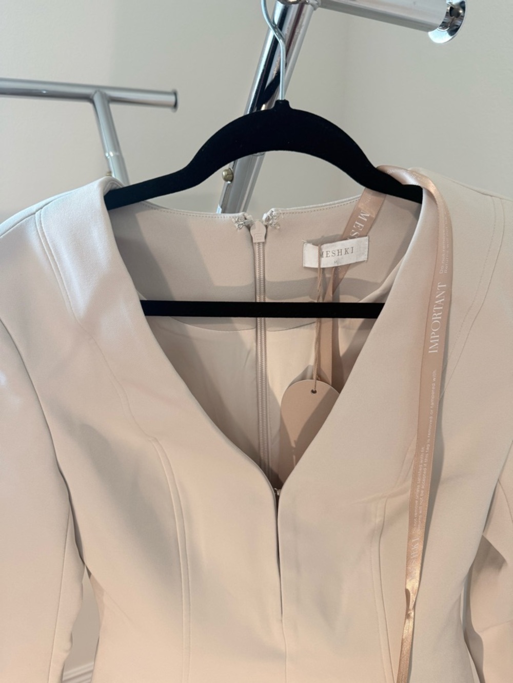 Meshki Cream V-Neck Blazer Dress - Picture 2 of 4